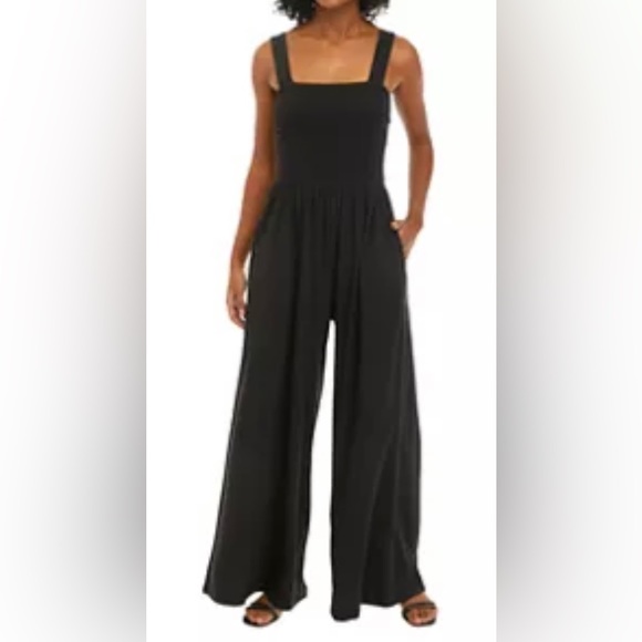 True Craft Pants & Jumpsuits True Craft Smocked Jumpsuit Wide Leg Black Womens Small Nwt